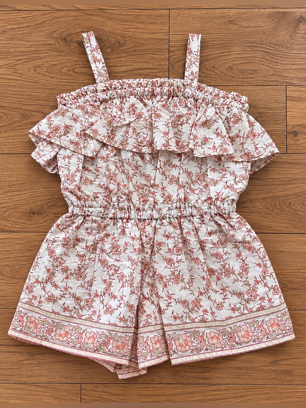 Janie and Jack Girls Floral Ruffle Romper Size 6